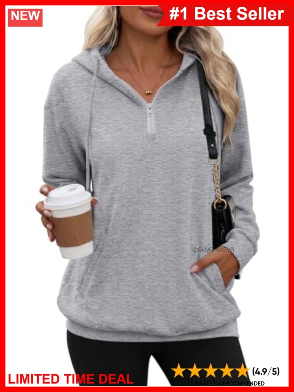 Oversized Half Zip Hoodie Sweatshirt Pullover with Pockets